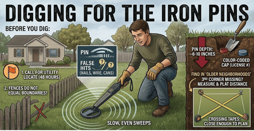 Digging for the Iron Pins