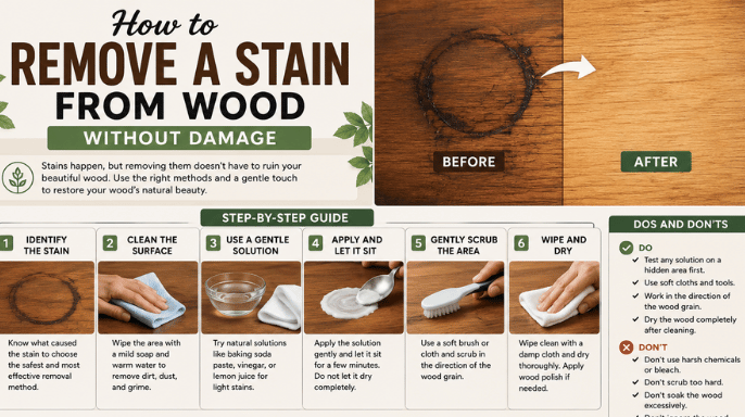 How To Remove a Stain From Wood? A Complete Guide To Safe DIY Methods Without Damaging the Finish